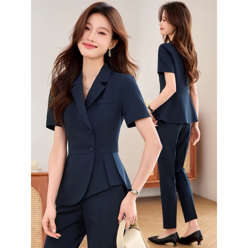 Women'S Formal Wear Pants Suit - Navy blue women's thin professional suit2025New