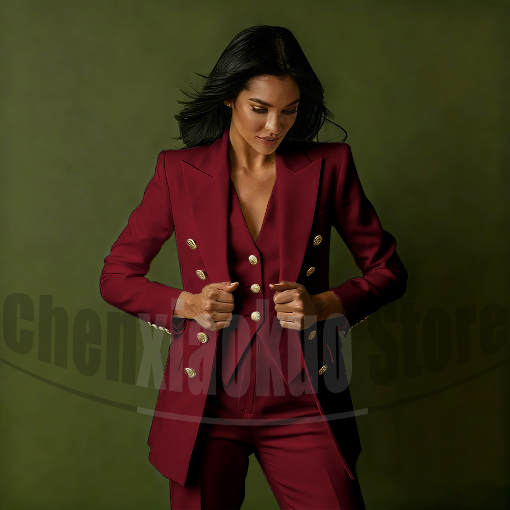 Women's Double Breasted Three  - Women Formal Wear Vest 评论和价格