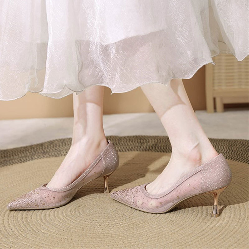 Slip-On High Heel Sandals - Cr - Women'S Work Fashion 评论和价格