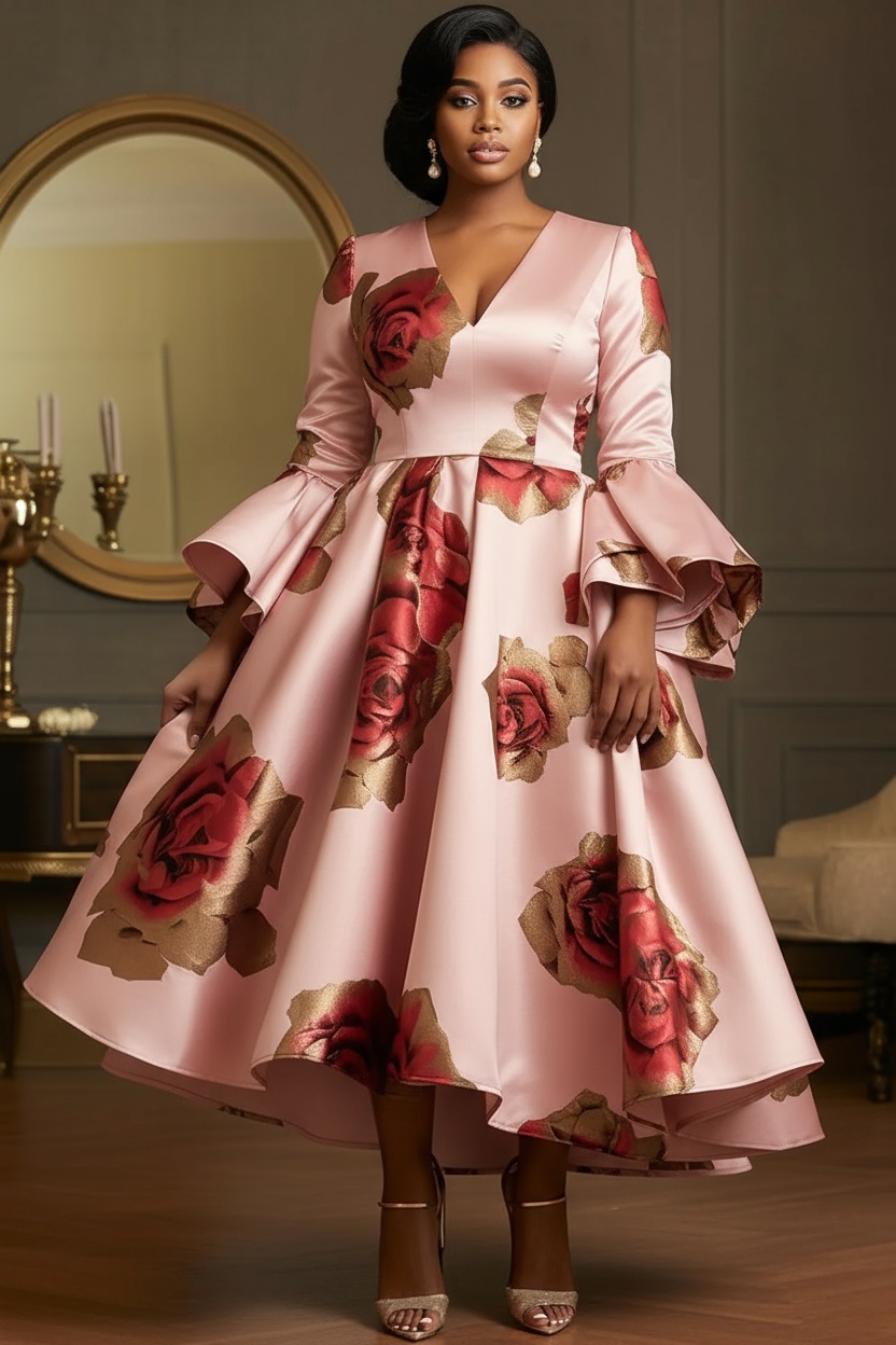 Fashion Elegant Plus Size Sati - Women Formal Wear Dress 评论和价格