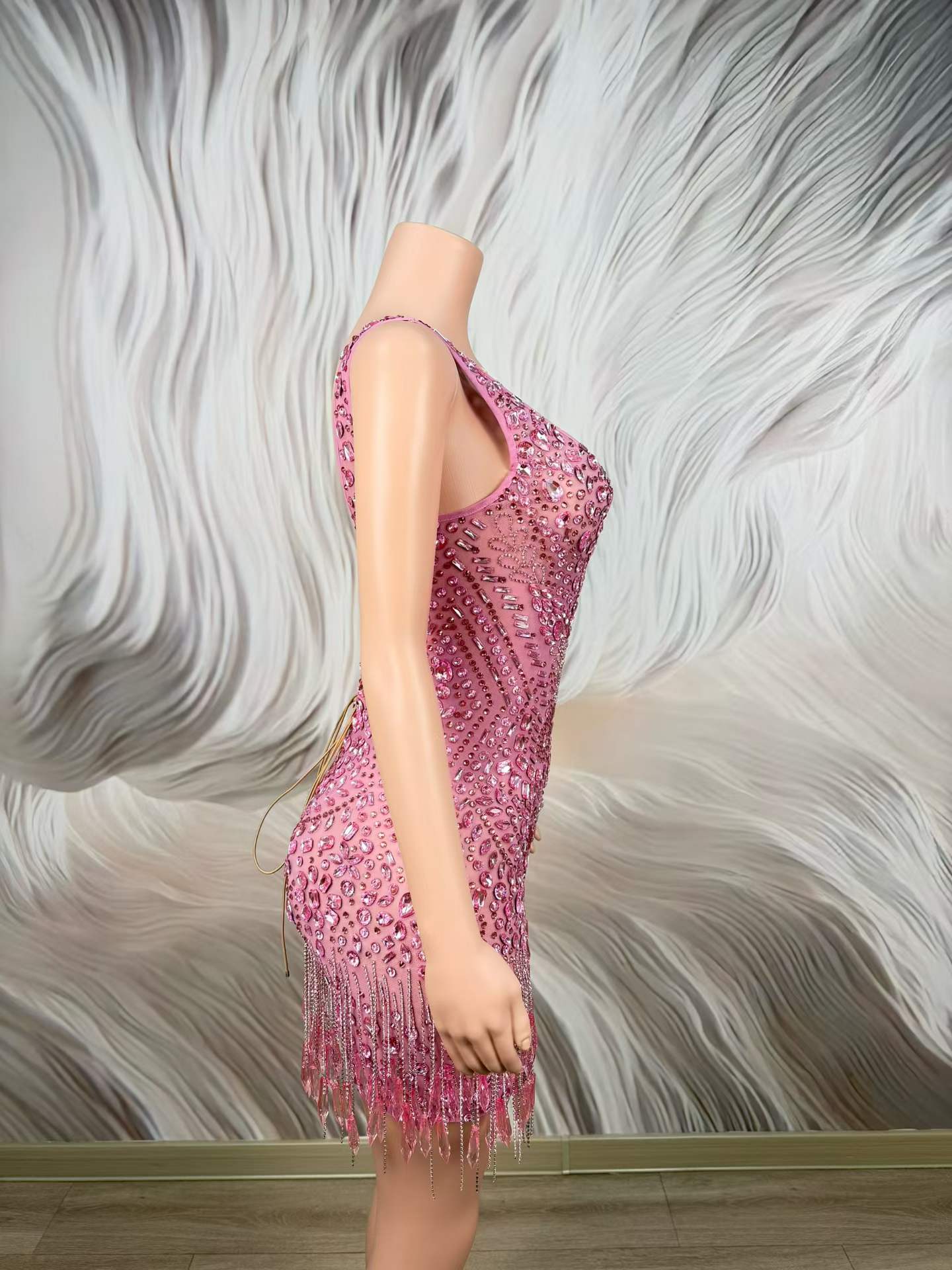 Luxury Sparkly Pink Rhinestone - Women Formal Wear Photoshoot 评论和价格