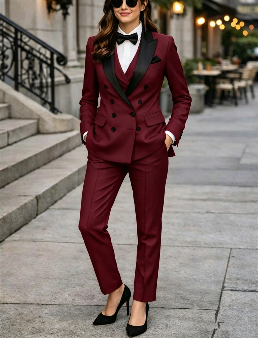 Double Breasted Women's Suits  - Women Formal Wear Vest 评论和价格