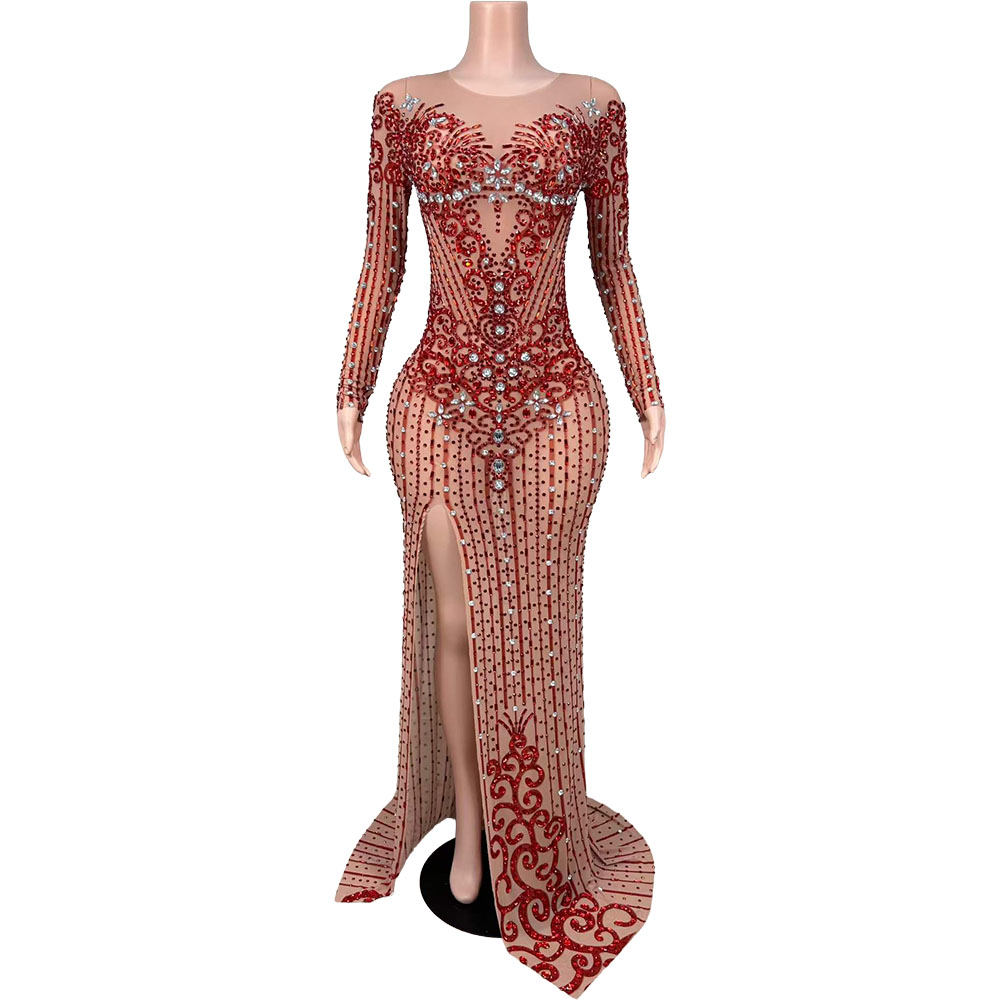 Sexy Crystals See Through Mesh - Women Formal Wear Photoshoot 评论和价格