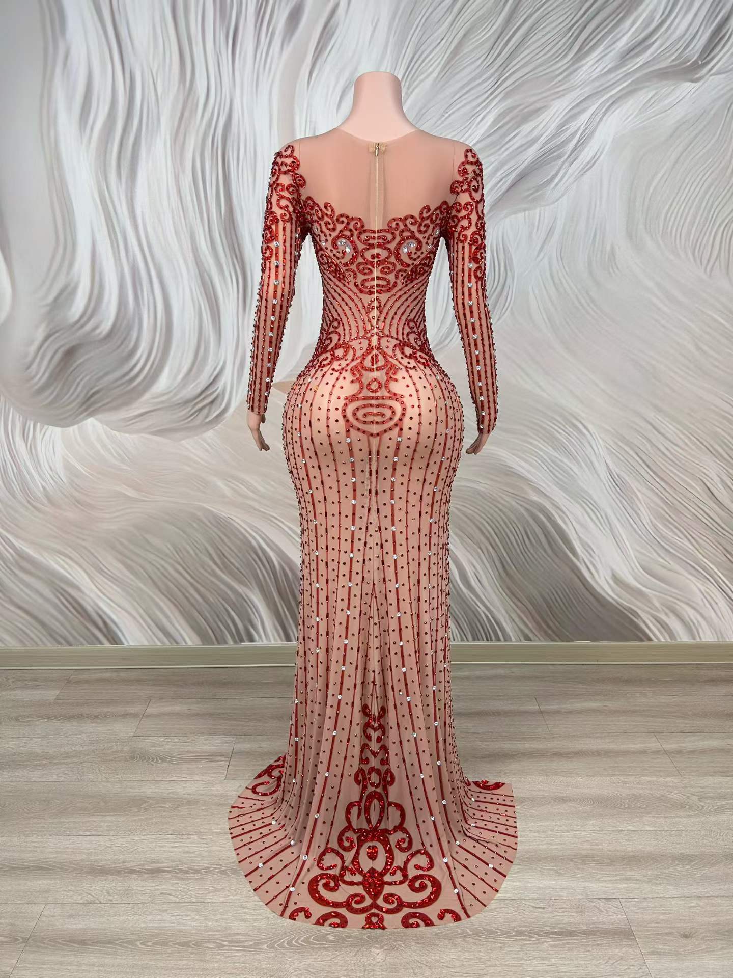 Sexy Crystals See Through Mesh - Women Formal Wear Photoshoot 评论和价格