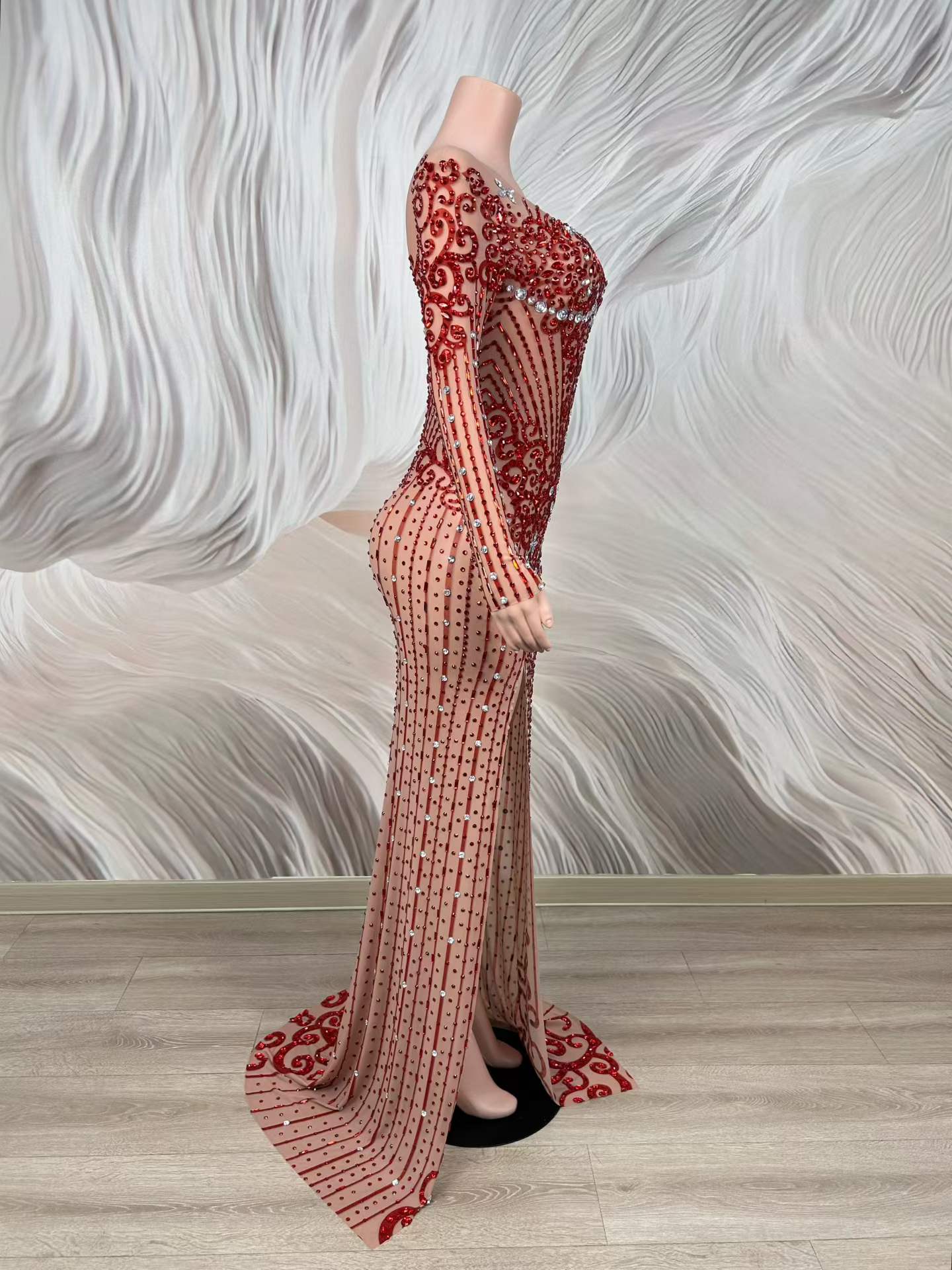 Sexy Crystals See Through Mesh - Women Formal Wear Photoshoot 评论和价格
