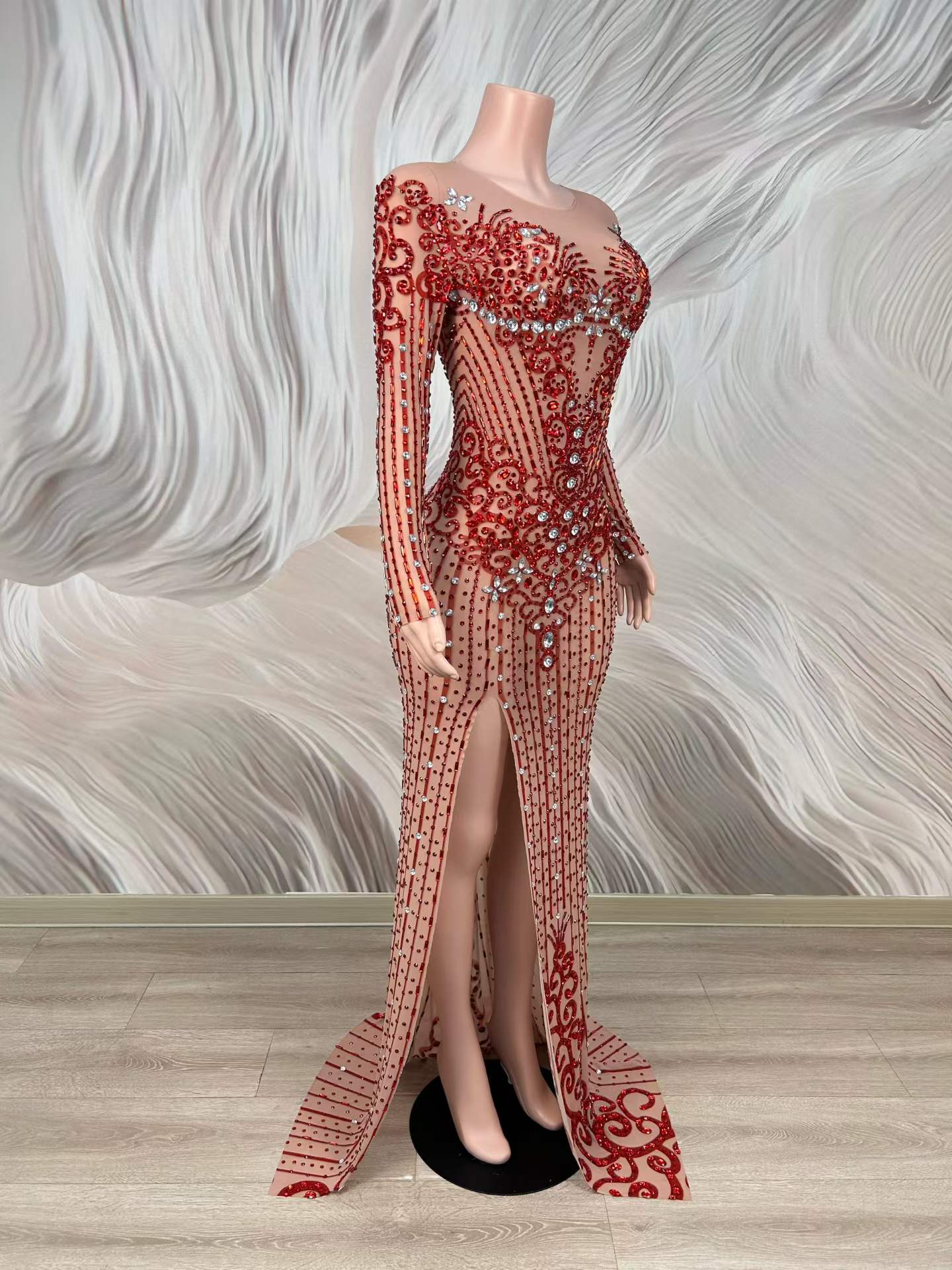 Sexy Crystals See Through Mesh - Women Formal Wear Photoshoot 评论和价格