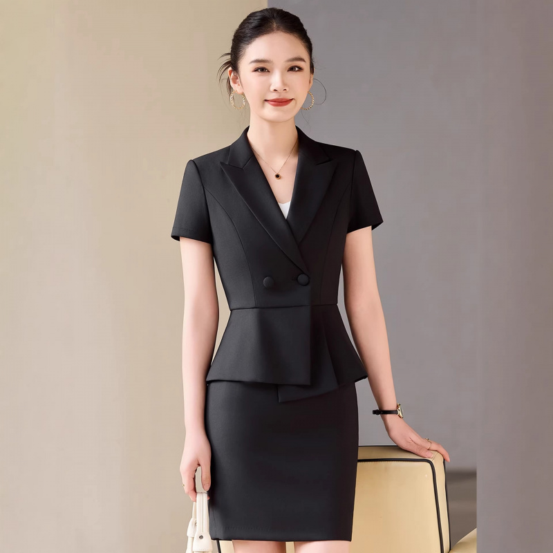 Gray short-sleeved suit for wo - Women'S Formal Wear Stores 评论和价格