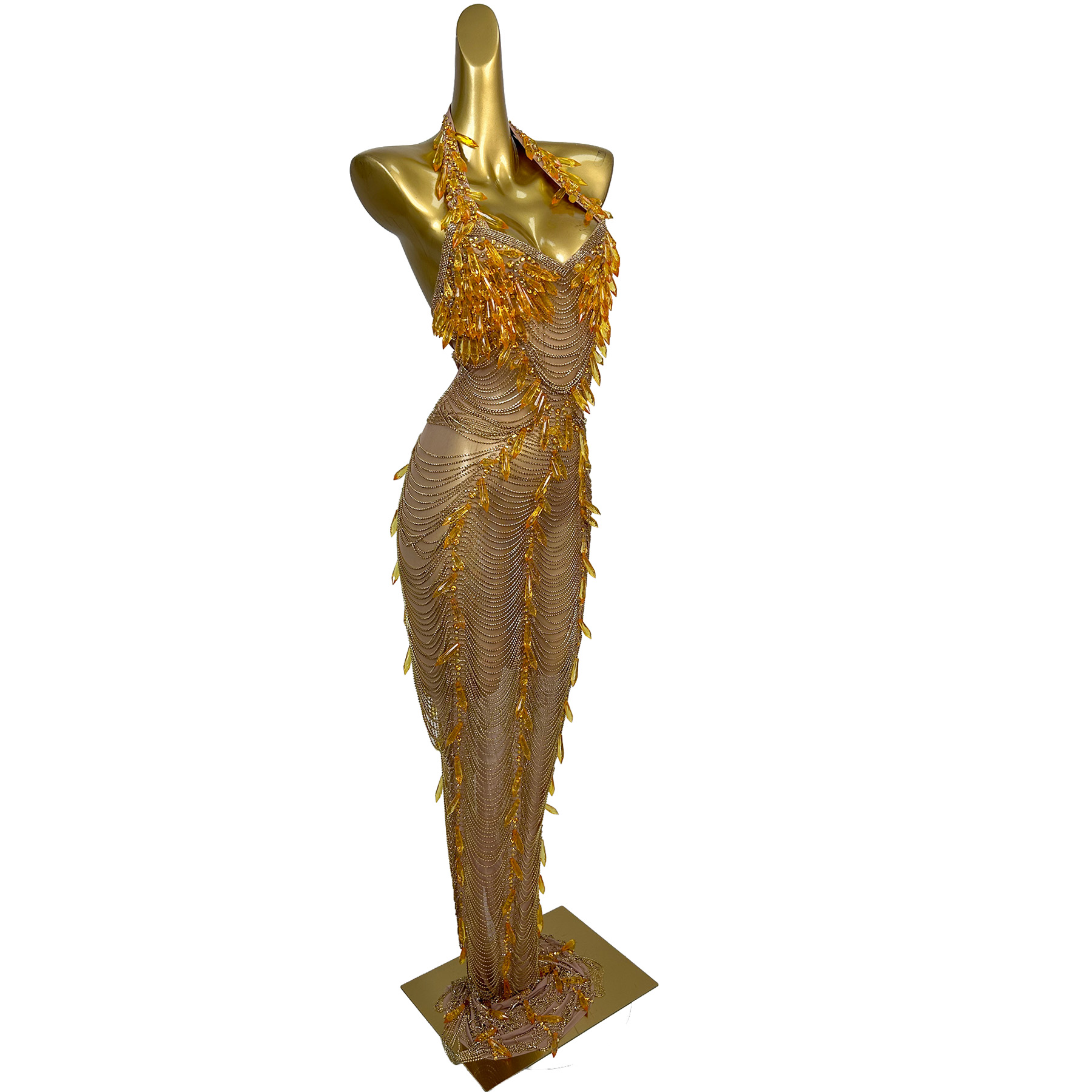 Gold Backless Diamond Tassel E - Women'S Formal Wear Plus Size 评论和价格