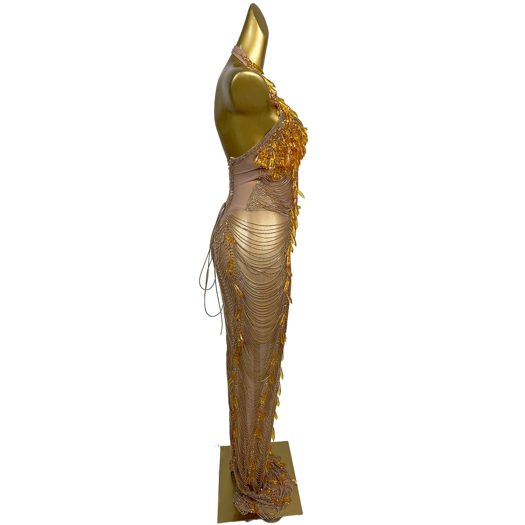 Gold Backless Diamond Tassel E - Women'S Formal Wear Plus Size 评论和价格