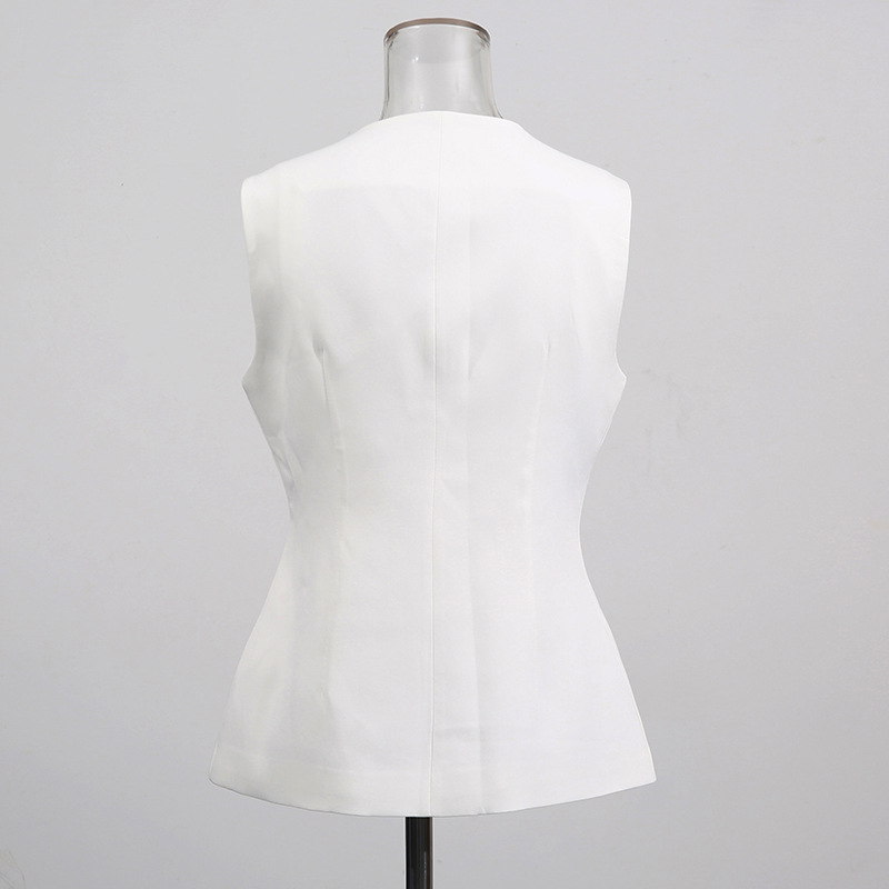 White O-neck Vest Golden Speci - Women Formal Wear Vest 评论和价格