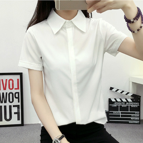 White Loose Short Sleeve Shirt - Large Women'S Formal Wear 评论和价格