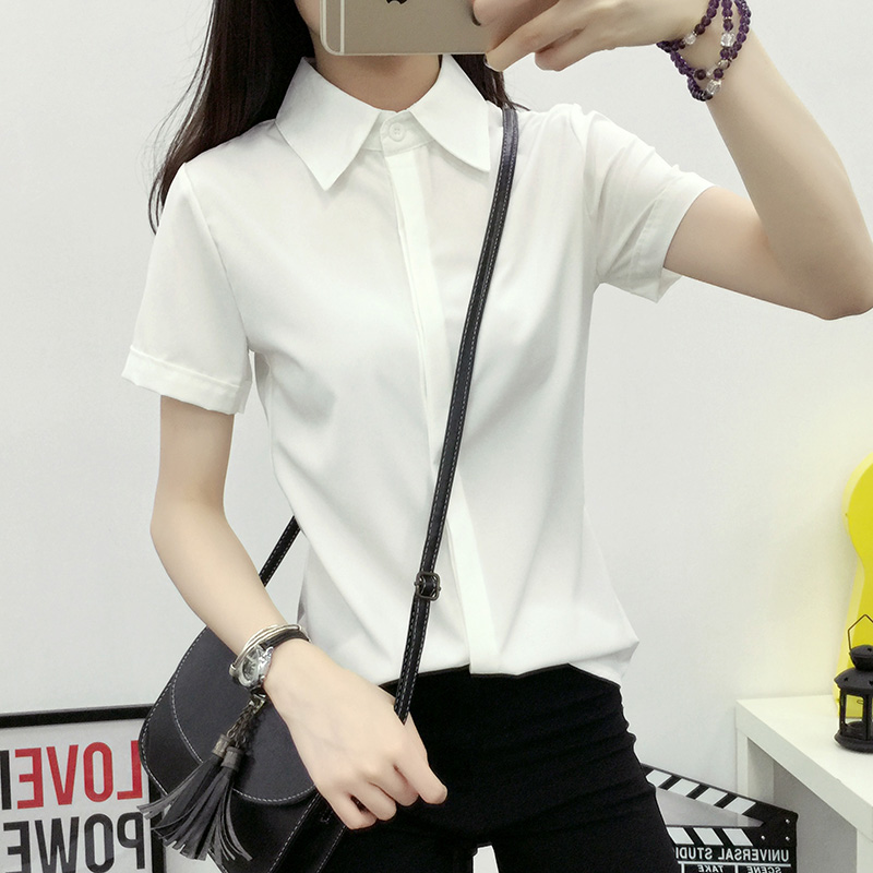 White Loose Short Sleeve Shirt - Large Women'S Formal Wear 评论和价格