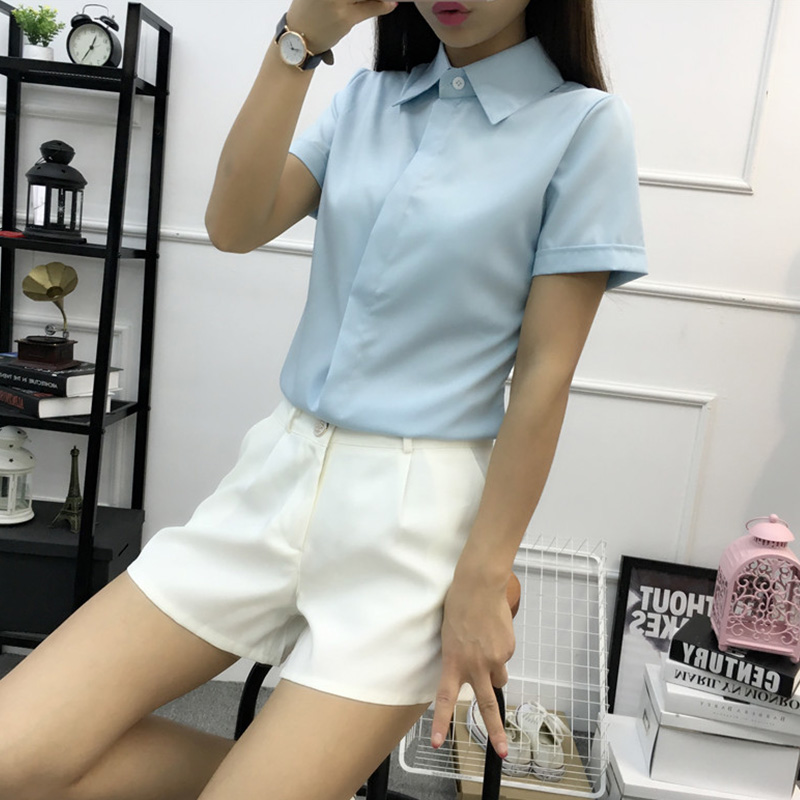 White Loose Short Sleeve Shirt - Large Women'S Formal Wear 评论和价格