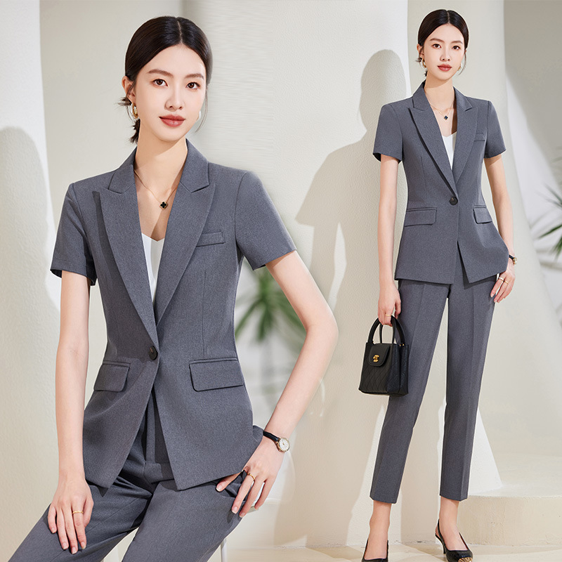 Navy Blue Short Sleeve Suit Se - Women'S Formal Wear Stores 评论和价格
