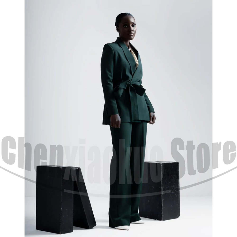 Women Suit Belted Blazer and W - Women'S Formal Wear Pants Suit 评论和价格