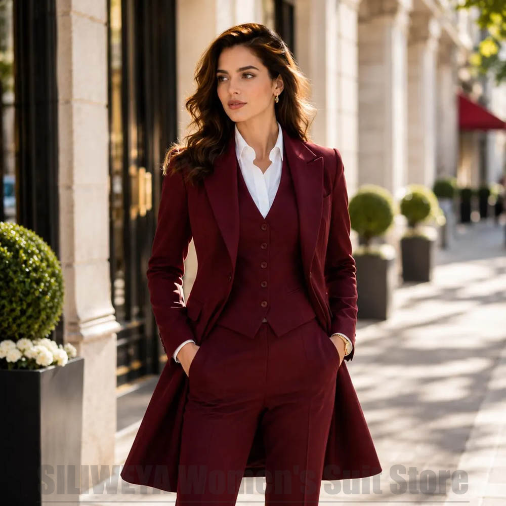 Fashion Women 3 Piece Suit Ele - Women Formal Wear Vest 评论和价格