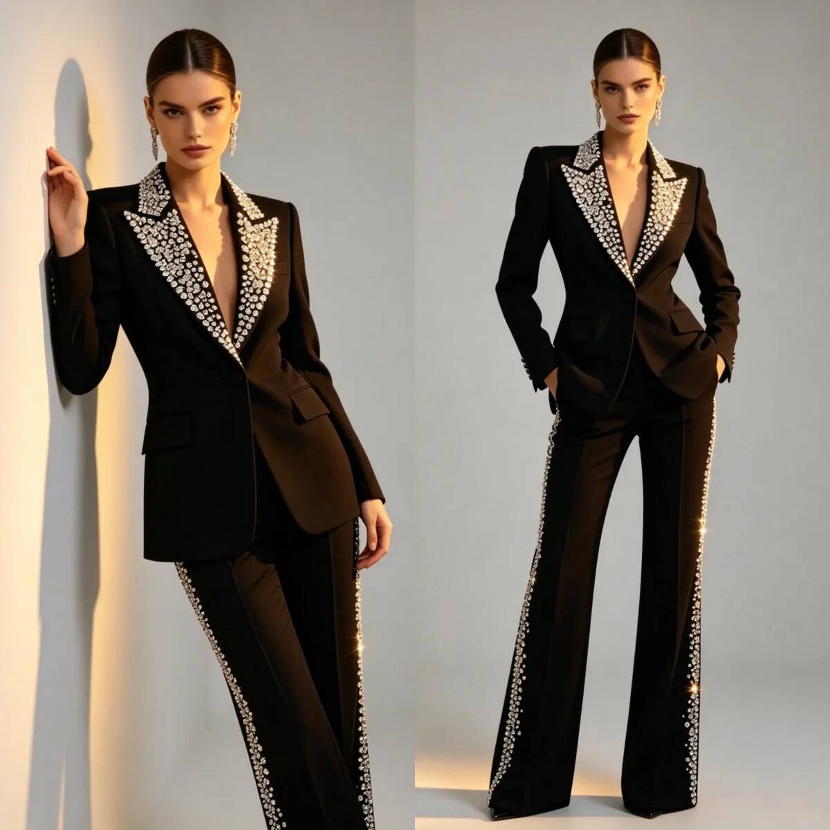 Fashion Crystals 2 Pieces Suit - Women'S Formal Wear Plus Size 评论和价格