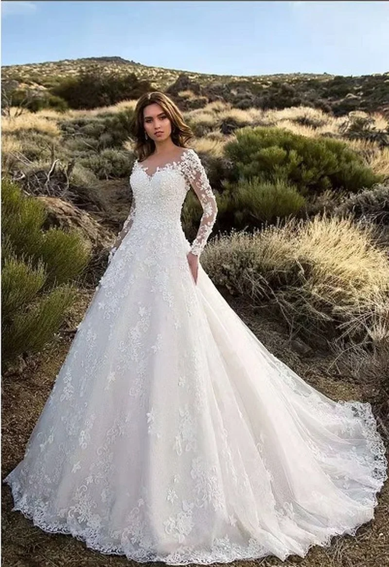 Women Long Sleeve V Neck Lace  - Women Formal Wear Dress 评论和价格