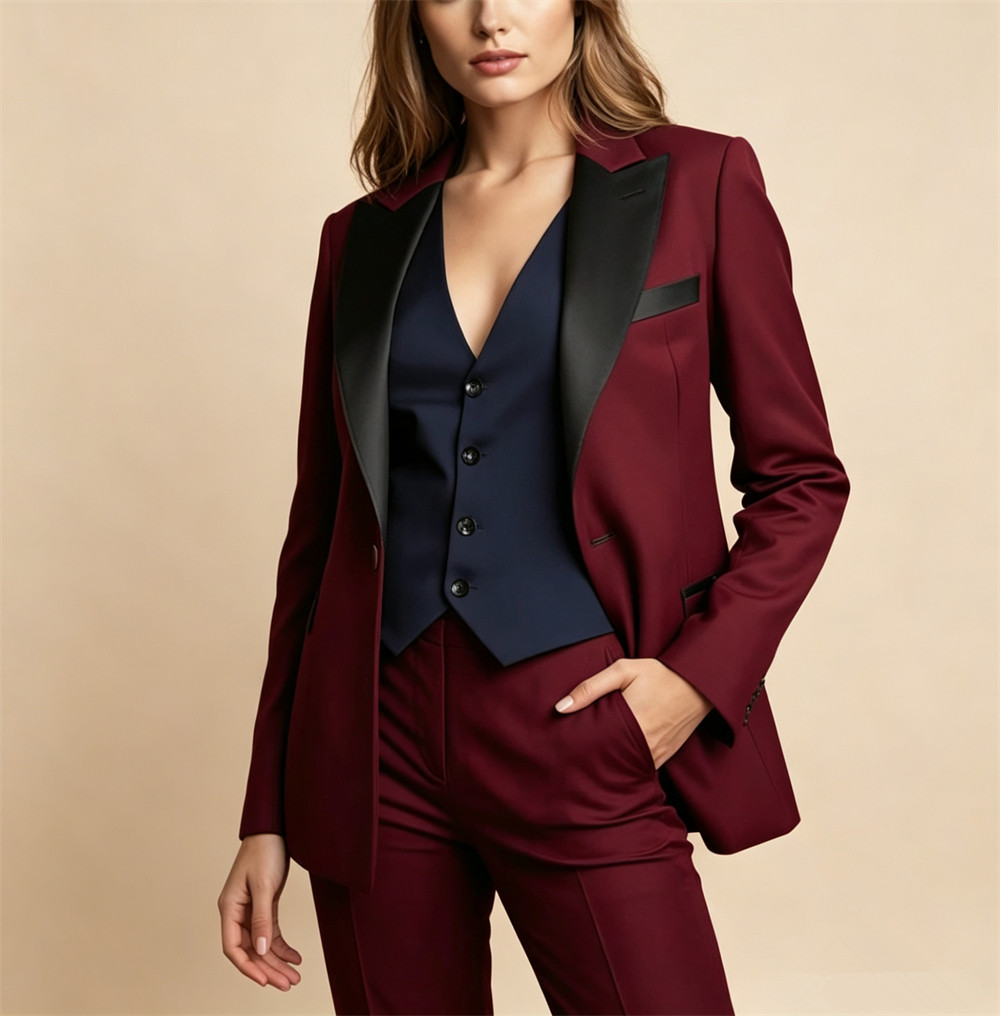 Elegant Burgundy Women's Suits - Women Formal Wear Vest 评论和价格
