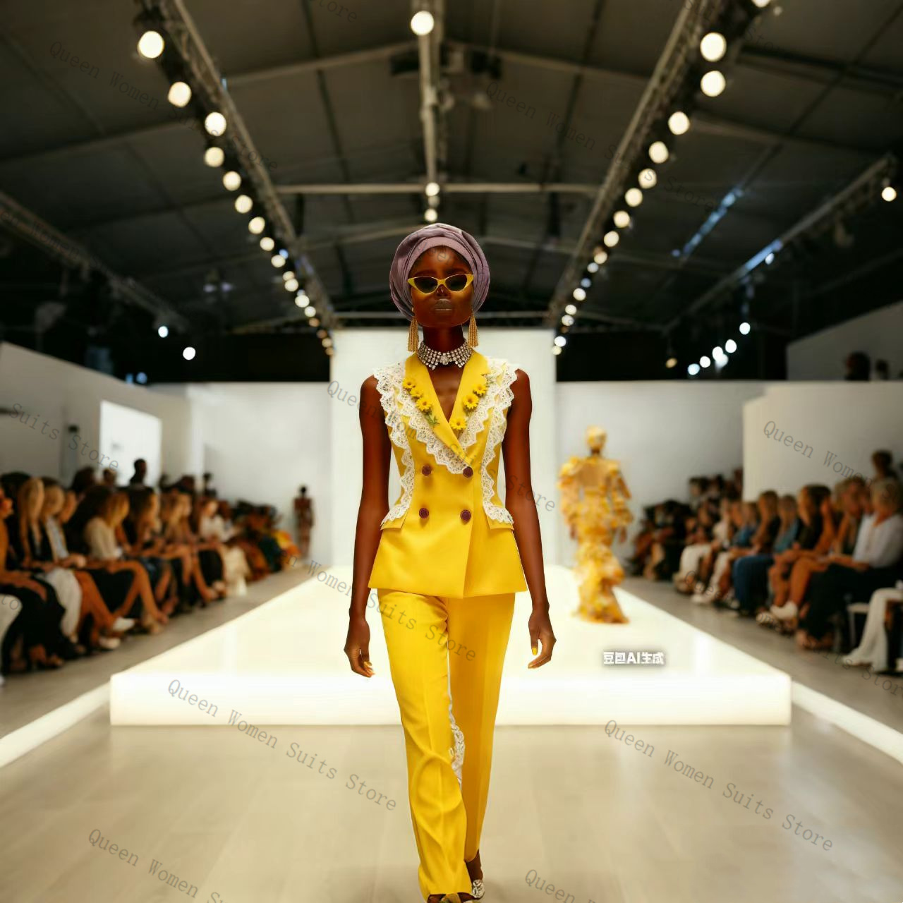 Yellow White Lace Women Suit P - Women Formal Wear Vest 评论和价格