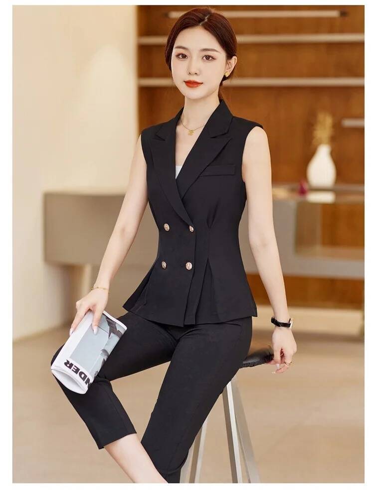 Women Elegant Pantsuits with 2 - Women Formal Wear Vest 评论和价格