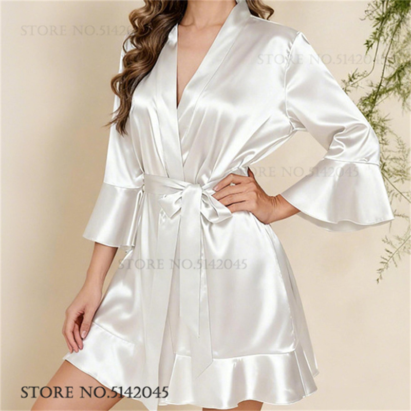 Silk Satin White Wedding Robe  - Women'S Formal Wear Wedding 评论和价格