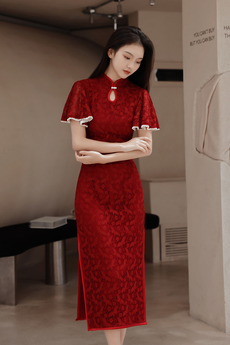 Red Cheongsam Chinese Women La - Women'S Formal Wear Wedding 评论和价格
