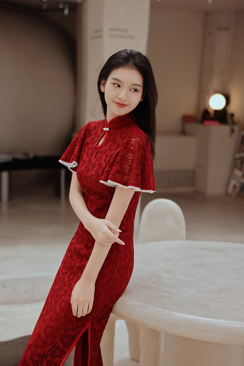 Red Cheongsam Chinese Women La - Women'S Formal Wear Wedding 评论和价格