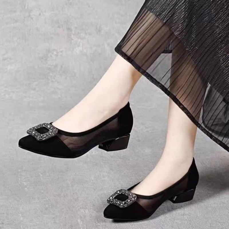 Elegant Pointed Toe Mesh Block - Women'S Work Fashion 评论和价格