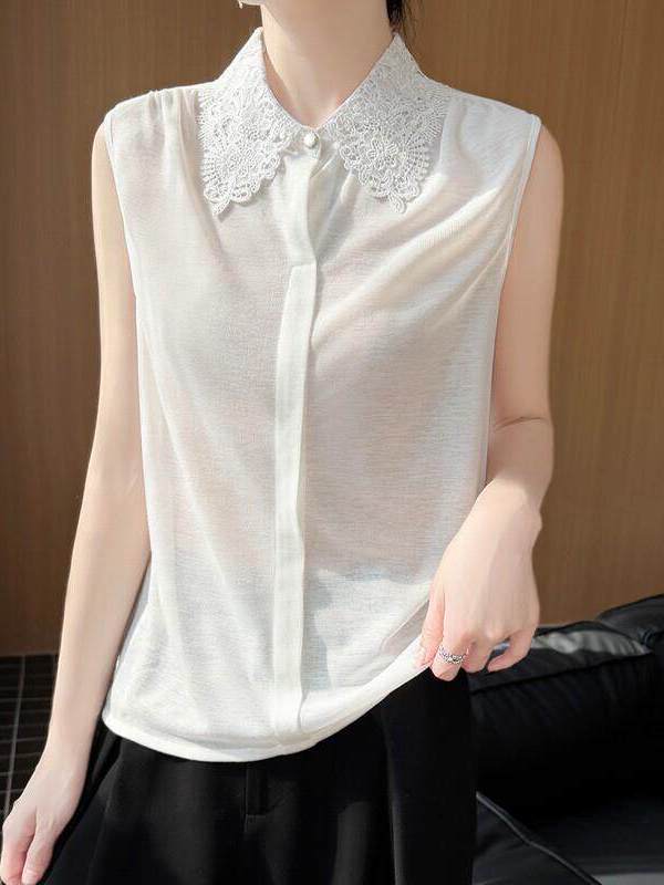 Lace Trim No Sleeve Knitted Sh - Women Formal Wear Vest 评论和价格
