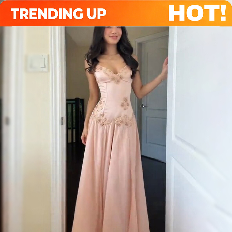 Elegant V-Neck Pink Strapless  - Women Formal Wear Dress 评论和价格