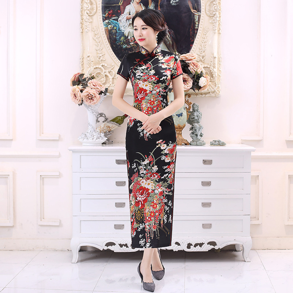 Classic Satin Cheongsam Long D - Women'S Formal Wear Plus Size 评论和价格